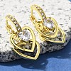 Brass Clear Cubic Zirconia Hoop Earrings EJEW-M047-12G-2