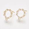 Brass Cubic Zirconia Stud Earring Findings KK-S350-343-1