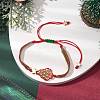 Christmas Tree Brass & MIYUKI Glass Seed Beads Braided Bead Bracelets BJEW-MZ00089-2