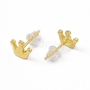 Brass Crown Stud Earrings for Women EJEW-P211-05G-2
