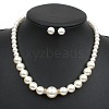 Alloy with ABS Plastic Pearl Round Beaded Necklaces & Stud Earrings Sets for Women WG13E8D-02-1