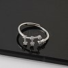 Constellations Rhodium Plated 925 Sterling Silver Micro Pave Clear Cubic Zirconia Adjustable Rings for Women RJEW-P130-01P-I-2