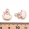 Printed Light Gold Tone Alloy Pendants ENAM-N056-204F-3