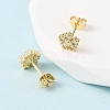 Brass Micro Pave Cubic Zirconia Flower Stud Earrings EJEW-H174-01C-G-3