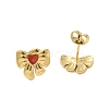 304 Stainless Steel Enamel Bowknot Stud Earrings for Women EJEW-U020-14G-2