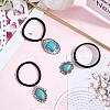 3Pcs 3 Styles Rubber & Synthetic Turquoise Elastic Hair Accessories AJEW-CY0001-75-3