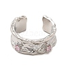 Pink Cubic Zirconia Diamond Open Cuff Ring RJEW-C048-04P-2