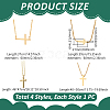 4Pcs 4 Styles Brass & 304 Stainless Steel Sideways Cross Box Chain Necklaces for Women NJEW-UN0001-67-4