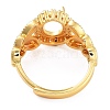 Rack Plating Leaf & Oval Brass Micro Pave Cubic Zirconia Adjustable Ring Components KK-Q819-09G-3