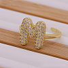 Brass Micro Pave Clear Cubic Zirconia Initial Cuff Rings FS-WGB210B-01-1