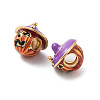 Halloween Rack Plating Brass Enamel European Beads KK-M280-01G-2