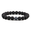 Simple Natural Lava Rock Round Beaded Stretch Bracelets CD8108-1-1