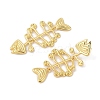 Fish Bone Brass Stud Earrings for Women EJEW-Q389-05G-2