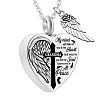 Non-Tarnish Heart and Wing Urn Ashes Pendant Necklace BOTT-PW0001-039D-1