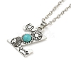 Letter A~Z Antique Silver Plated Alloy with Synthetic Turquoise Pendant Necklaces NJEW-G080-01Z-2