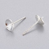 304 Stainless Steel Post Stud Earring Settings For Half Drilled Beads STAS-H558-06S-2