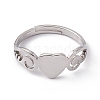 Non-Tarnish 201 Stainless Steel Heart Adjustable Ring for Women RJEW-K242-01P-1