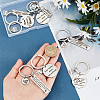   8Pcs 8 Style 304 Stainless Steel Lettering Keychains KEYC-PH0001-57-6