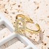 Brass Micro Pave Clear Cubic Zirconia Cuff Finger Rings for Women RJEW-U033-06G-3