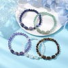 Natural & Synthetic Mixed Gemstone Cube & Round Beaded Stretch Bracelets BJEW-JB10807-2