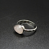 Natural Rose Quartz Teardrop Open Cuff Rings PW-WG92792-16-1