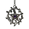 Alloy & Purple Resin Wicca Pentacle Pendant Necklaces for Women FS-WGD761A-01-3