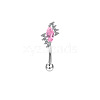 Horse Eye 304 Stainless Steel Pink Cubic Zirconia Eyebrow Curved Barbell Rings WG9A661-02-1