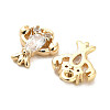 Brass Micro Pave Clear Cubic Zirconia Charms X-KK-C054-11G-2