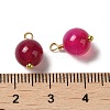 Dyed Natural Agate Round Charms with Real 18K Gold Plated Brass Loops KK-P242-09B-G02-3