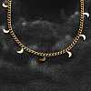 304 Stainless Steel Twisted Chain Necklaces with Moon Charm Tassel NJEW-R023-08G-2