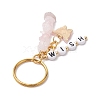 Alloy Enamel Acrylic with Natural Rose Quartz Keychain KEYC-JKC00806-02-4