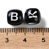 Spray Printed Opaque Acrylic European Beads SACR-P031-10B-01-3