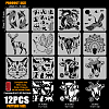 12Pcs 12 Styles PET Hollow Out Drawing Painting Stencils DIY-WH0394-0254-2