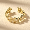 Brass Micro Pave Clear Cubic Zirconia Cuff Rings for Women RJEW-Q008-13G-2