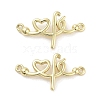 Rack Plating Brass Heart Connector Charms KK-Z064-30G-1