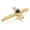 Brass Pave Black & Clear Cubic Zirconia Connctor Charms KK-M101-02A-G02-2