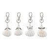 4Pcs 4 Styles Angel Alloy & Wire Wrapped Natural Shell Pendant Decorations HJEW-JM02017-1