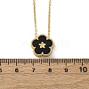 304 Stainless Steel Black Enamel 5-Petal Flower Pendant Necklaces for Women NJEW-U032-17G-03-5