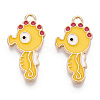 Light Gold Plated Alloy Enamel Pendants ENAM-T009-77D-RS-2