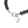 Synthetic Blue Goldstone & Glass Round Beaded Bracelets for Women BJEW-JB12210-03-4