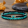 Synthetic Turquoise & Brass Stretch Bracelets PW-WG3F67C-01-3