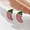 Pepper Brass Micro Pave Cubic Zirconia Stud Earrings EJEW-M077-06G-1