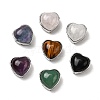 Brass Pave Natural Mixed Gemstone Heart Multi-Strand Links G-B149-13P-1