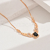 Elegant Vintage Brass Pave Cubic Zirconia Women's Rectangle Pendant Necklaces DI2317-4-1