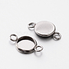Flat Round 304 Stainless Steel Cabochon Connector Settings STAS-E079-01-1