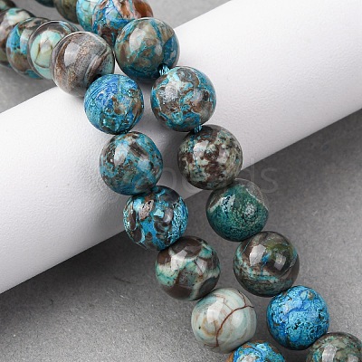Dyed Natural Ocean Agate/Ocean Jasper Round Beads Strands G-E331-30A-1