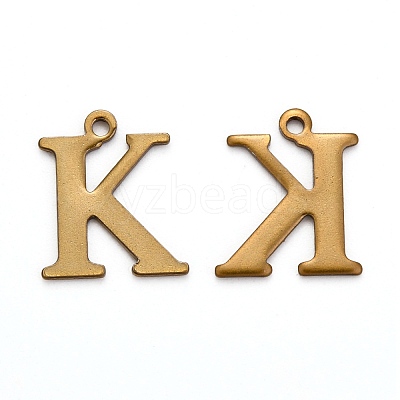 304 Stainless Steel Alphabet Charms STAS-H122-K-AB-1