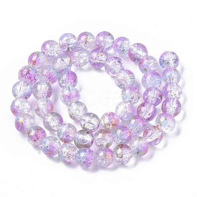 Transparent Spray Painted Crackle Glass Bead Strands GLAA-N035-03C-A05-1
