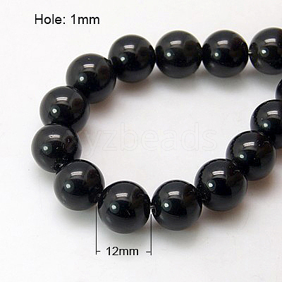 Synthetic Black Stone Beads Strands G-G088-12mm-1