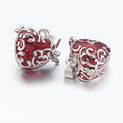 Heart Brass Enamel Prayer Box Pendants LS-KK-24X21-1